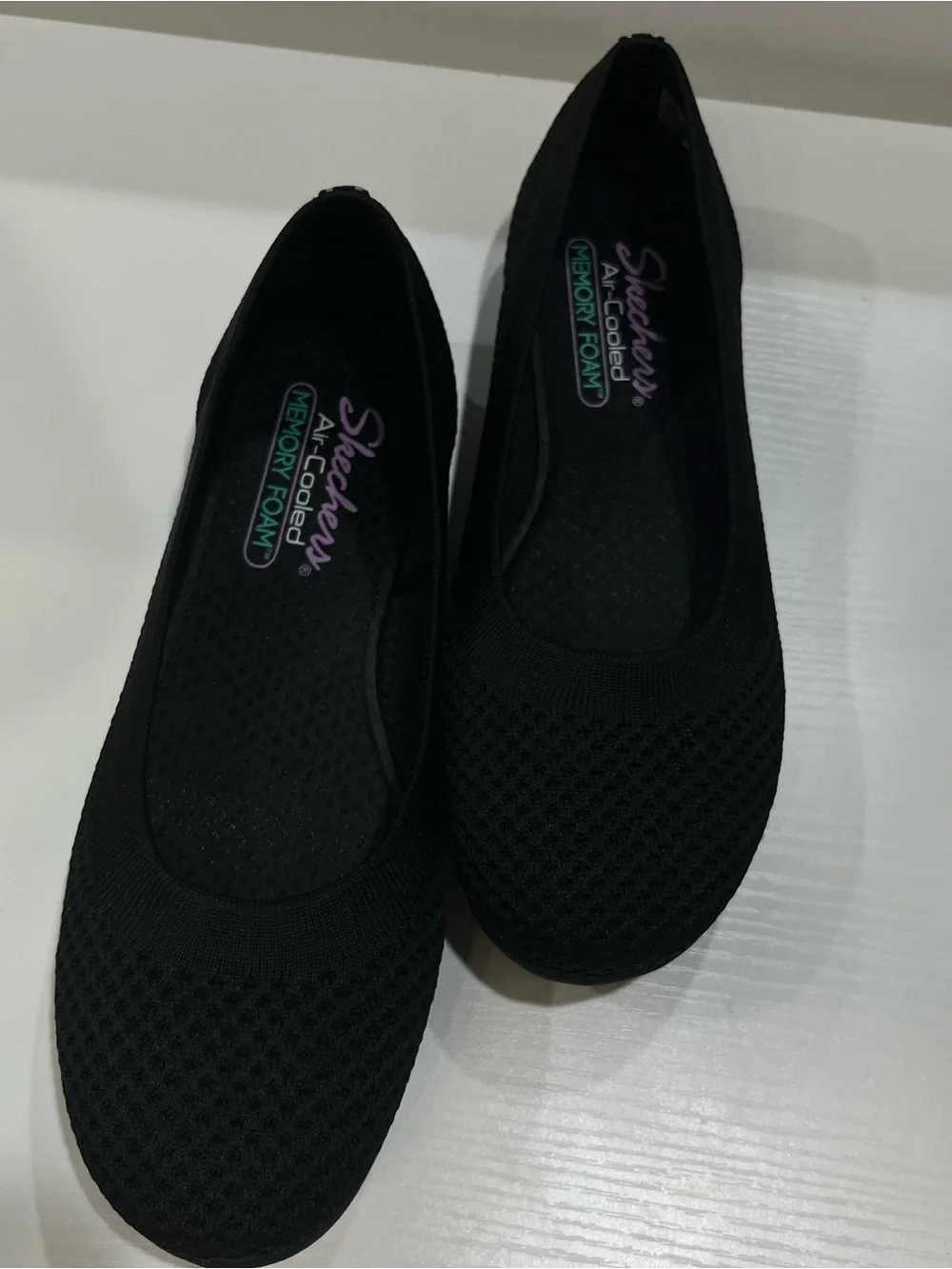 Skechers Black Knit Slip-On Ballet Flats